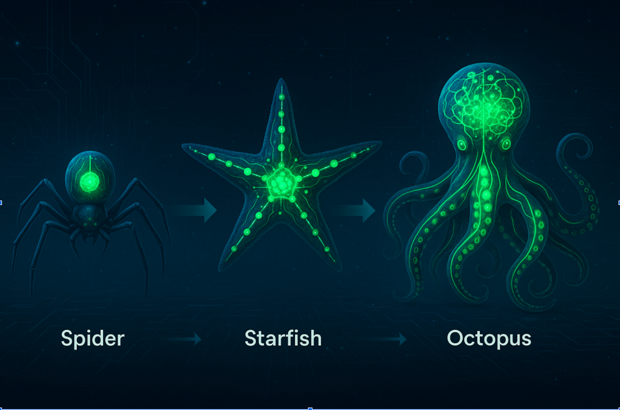 Spider → Starfish → Octopus